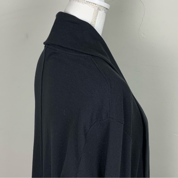 Athleta Women M Pranayama Restore Wrap Cardigan Black Rib Knit Athleisure Pocket - Picture 6 of 13
